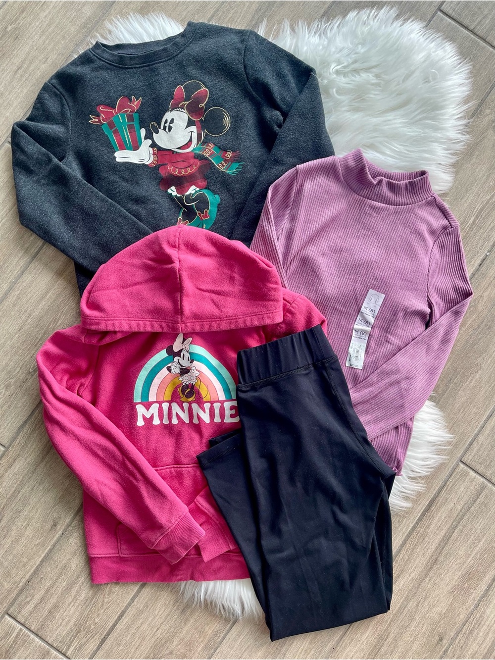 Minnie Mouse Pink Hoodie Sweatshirt for Kids Size M Bundle